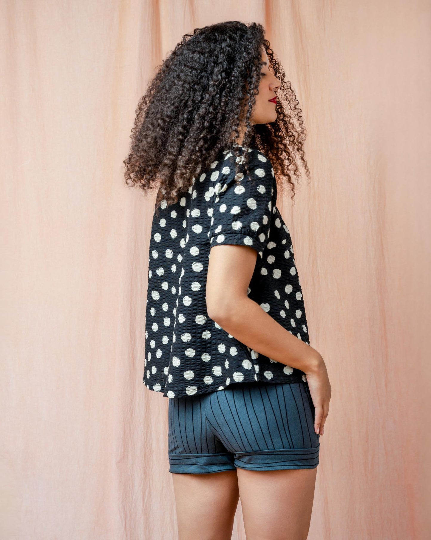 Squasht Short Shorts in Gray Lines Print - SALE - Size XS, Small, XL, 2XL