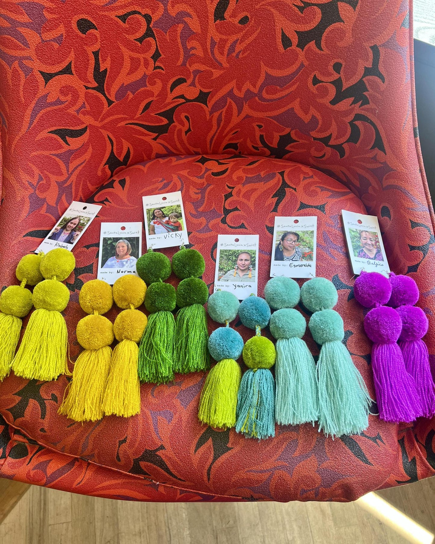SWIETstuff Extra Large Pom Pom Earrings Mustard Gold