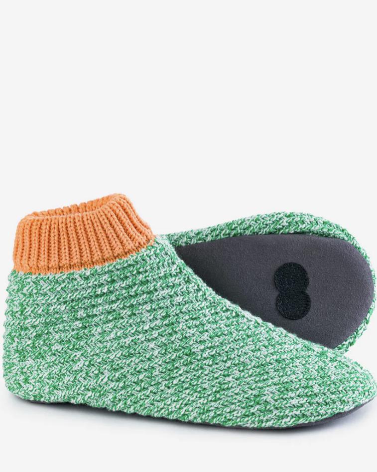 Verloop Chevron Bootie Slippers in Kelly Green and White