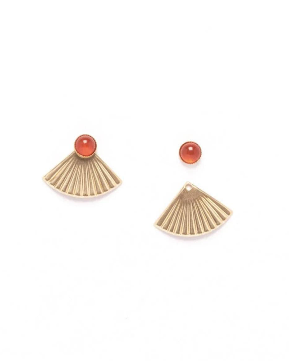 Michelle Starbuck Mini Pleat Jacket Earrings Carnelian