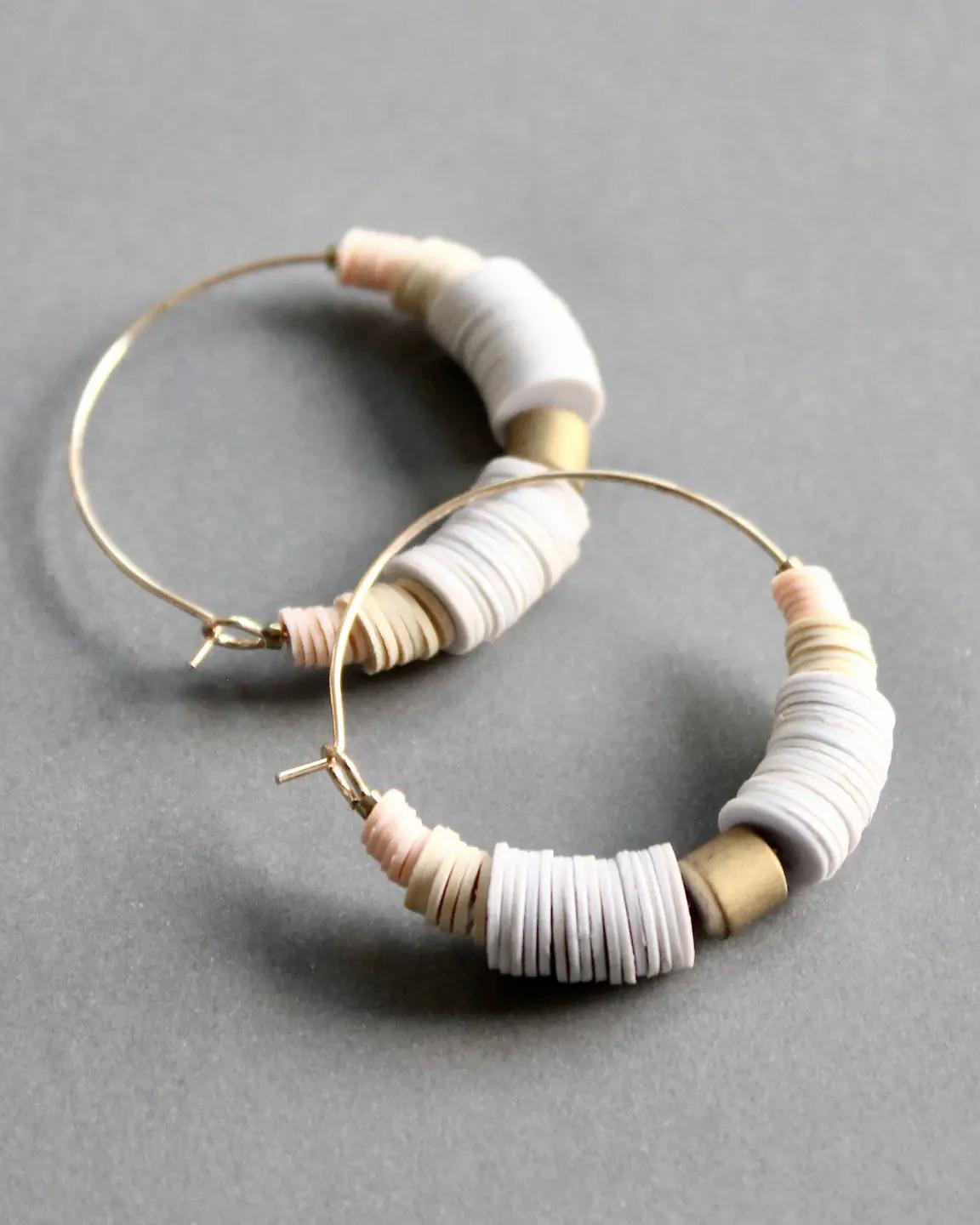 David Aubrey White and Cream Hoop Earrings