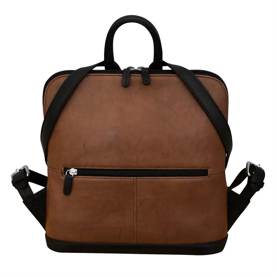 ili Small Leather Backpack in Toffee & Black