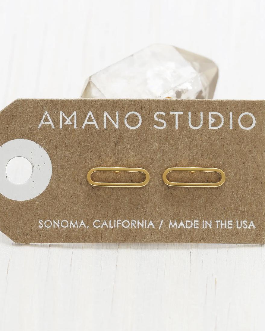 Amano Studio Modern Oval Studs - 24k Gold Plate