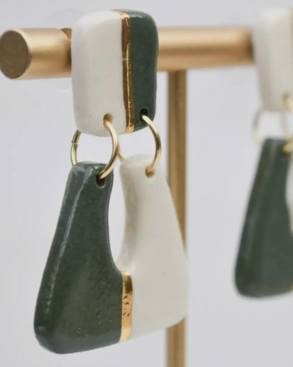 Lilikoi Project Mod Drop Earrings Forest Green