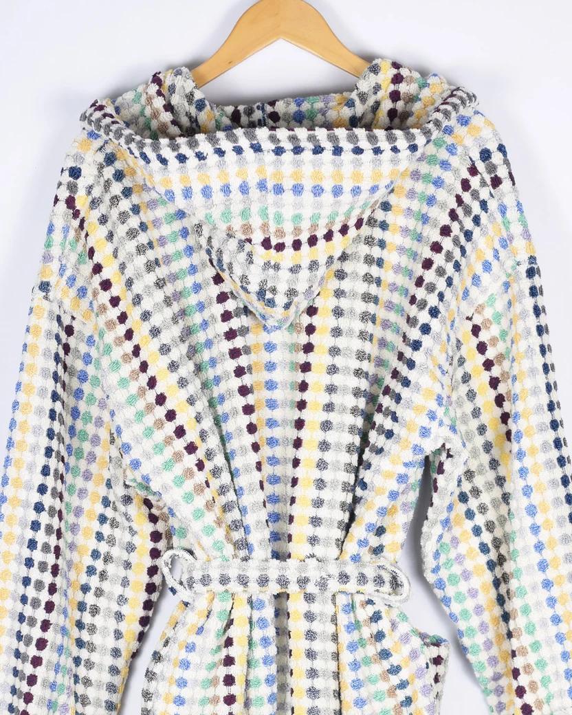 Txtile Turkish Cotton Plush Hooded Terry Cloth Robe - Sunbeam Checkers