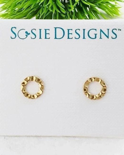 Sosie Designs Gold Hammered Circle Studs