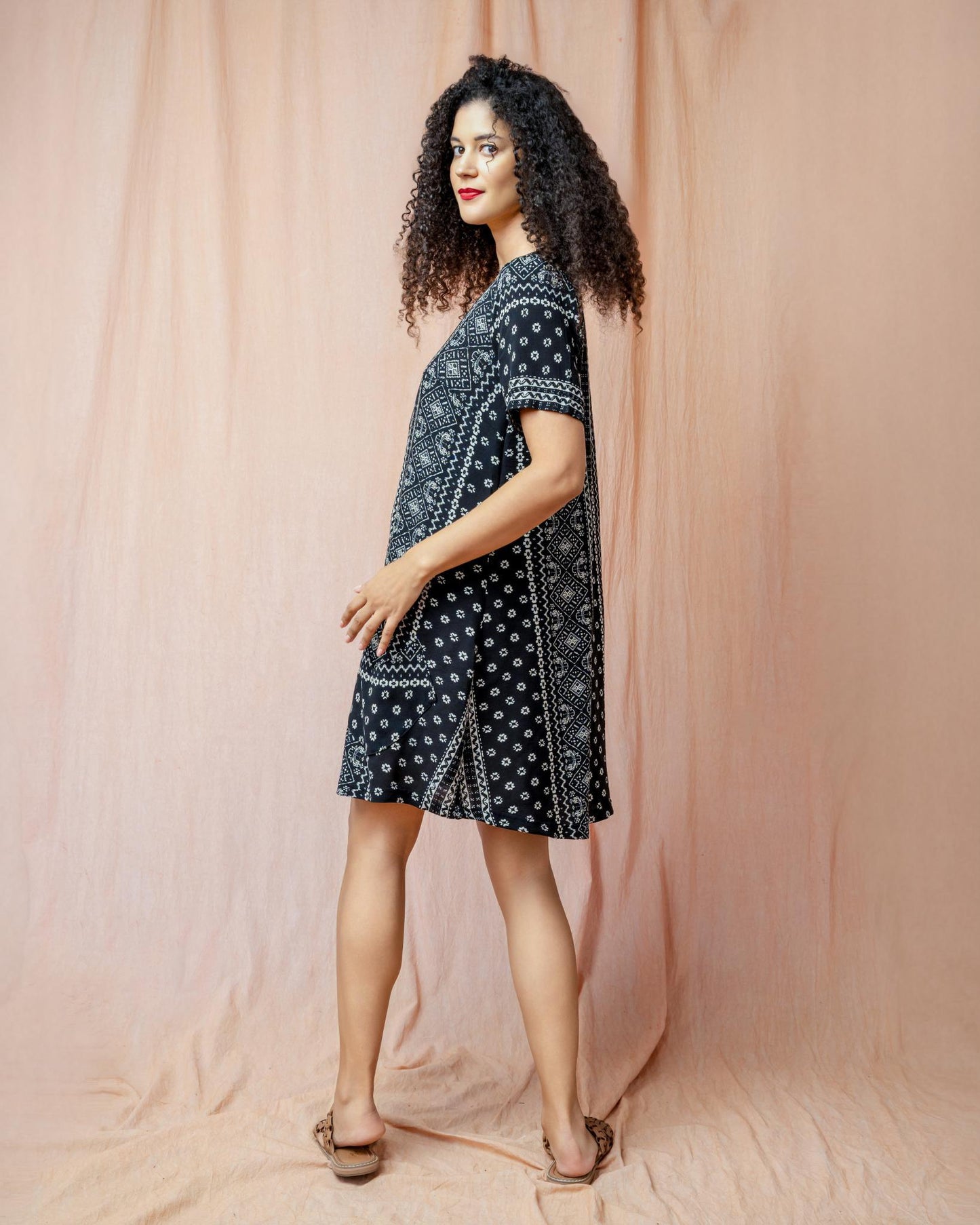 Squasht Winifred Dress in Black & White Bandana Print