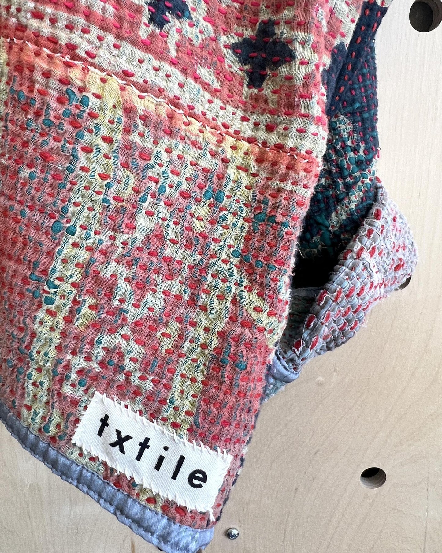 Txtile Charlie Quilted Reversible Patchwork Kantha Jacket in Arushi
