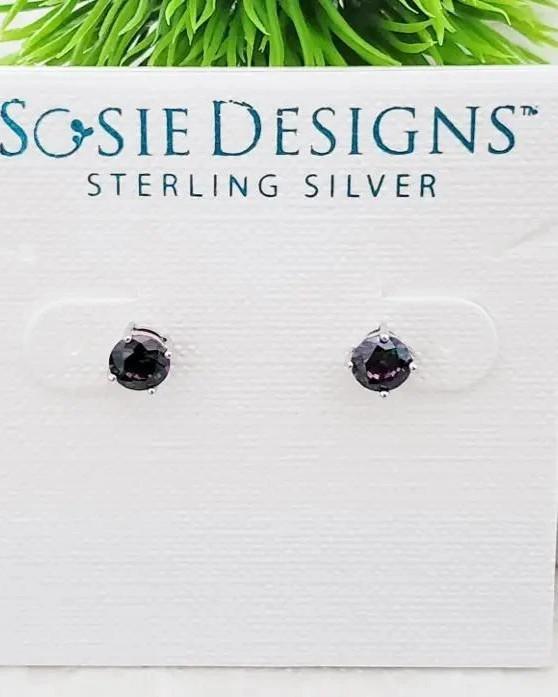 Sosie Designs Silver CZ Round Stud Earrings Mystic