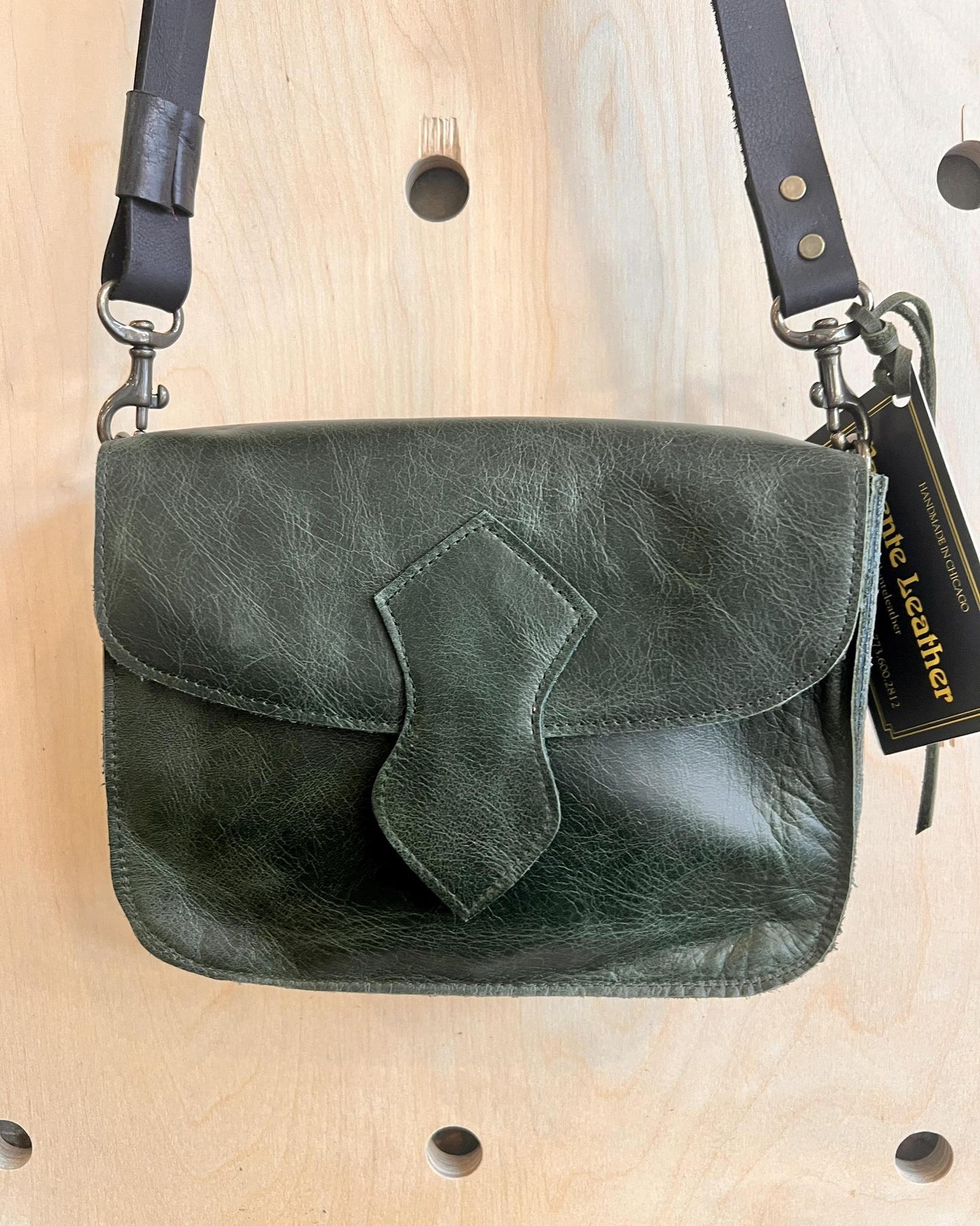 Vallente Leather Deep Olive Green Petite Convertible Handbag