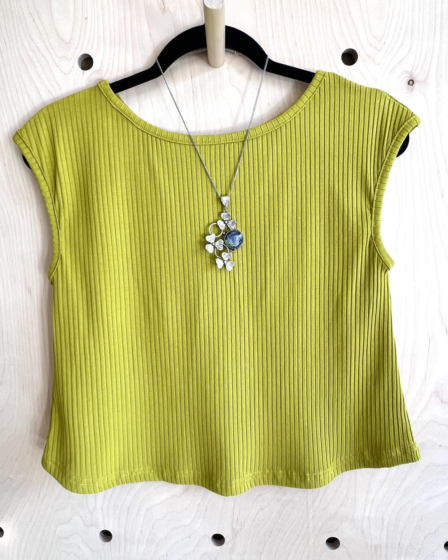 Squasht Croppish Tee in Chartreuse Rib Knit