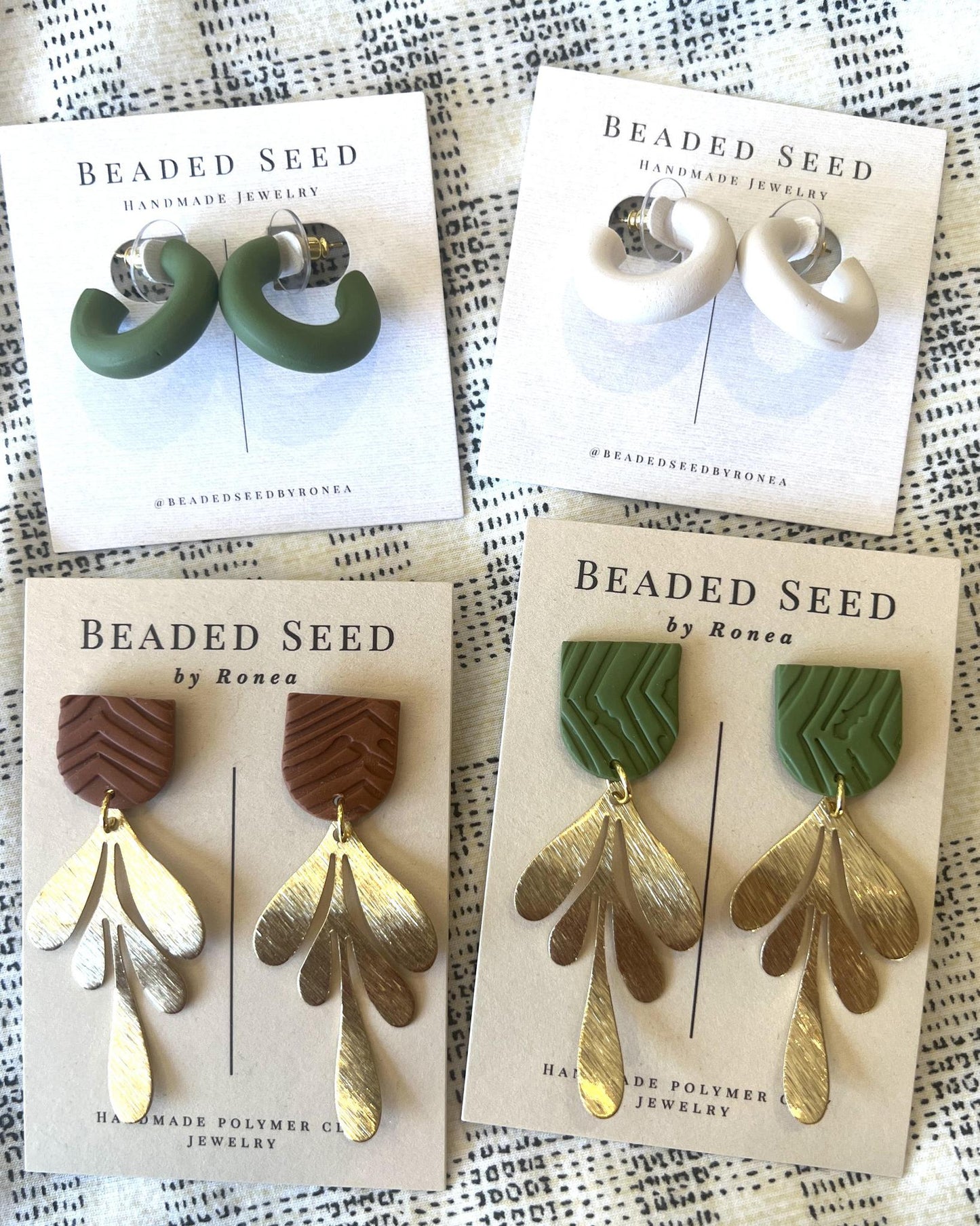 Beaded Seed by Ronea Giselle Earrings in Beige