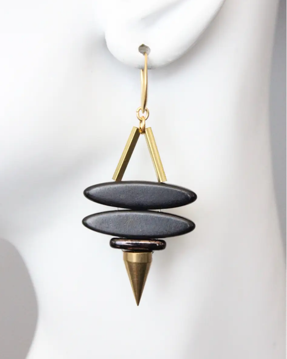 David Aubrey Hoop Earrings with Magnesite, Glass & Brass