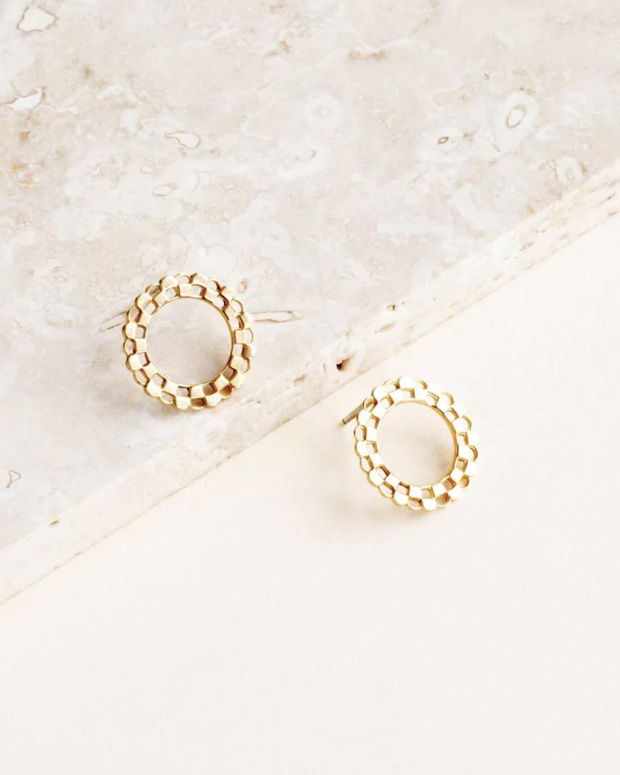 Michelle Starbuck Checkered Circle Studs