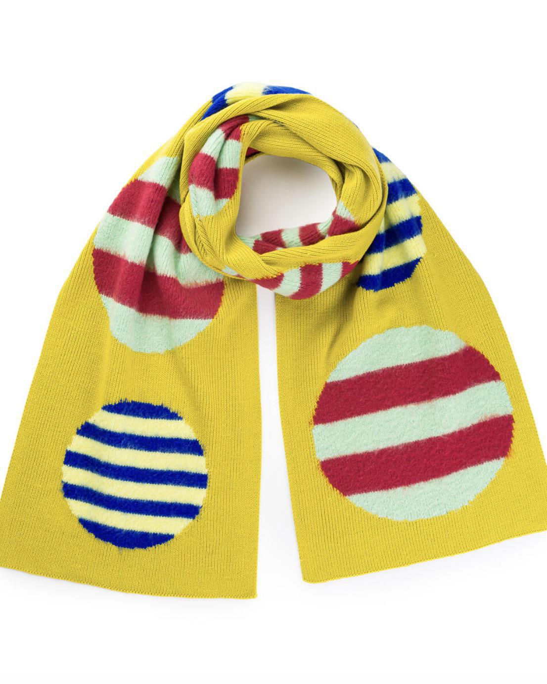 Verloop Stripe Dot Big Scarf Golden Olive