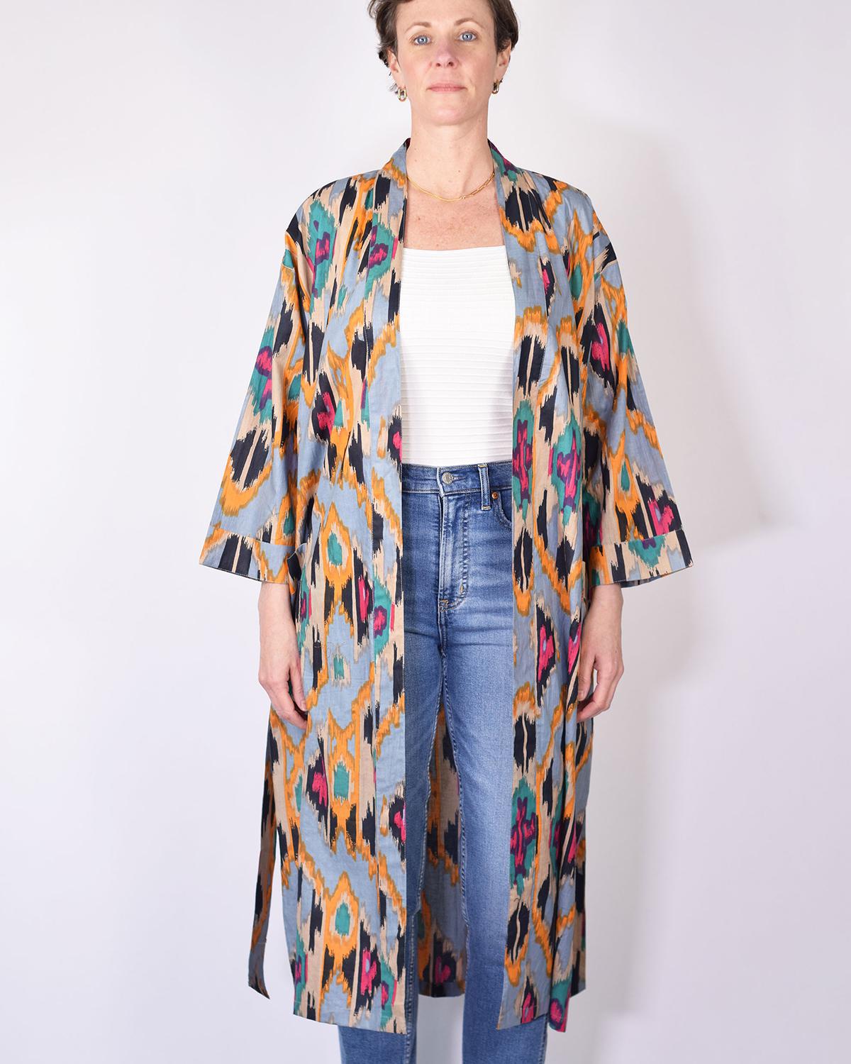 Txtile Lightweight Cotton Robe - Lavender Ikat