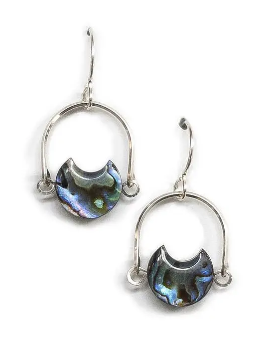 Michelle Starbuck Silver Mini Eclipse Earrings in Abalone