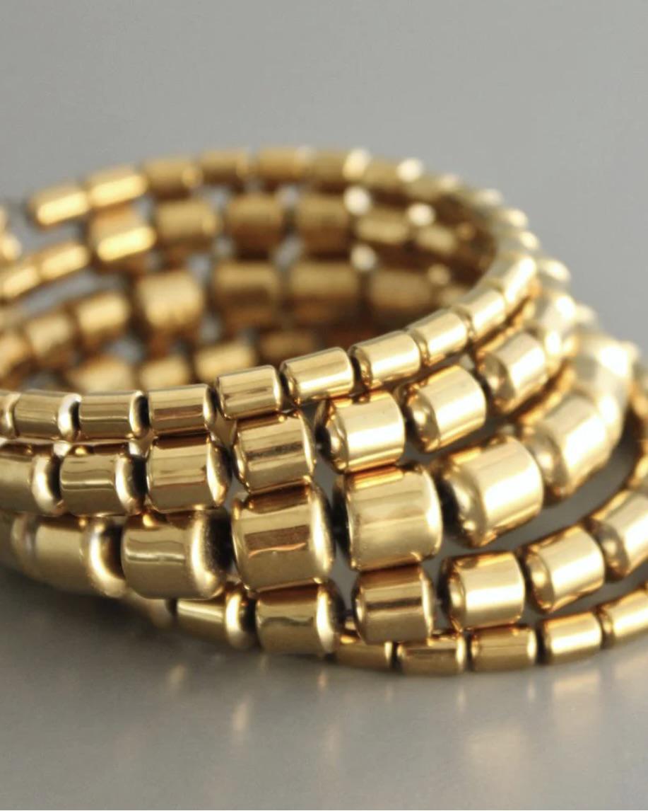 David Aubrey Gold Plated Hematite Wrap Bracelet