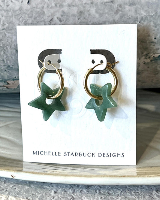 Michelle Starbuck Green Aventurine Star Hoops