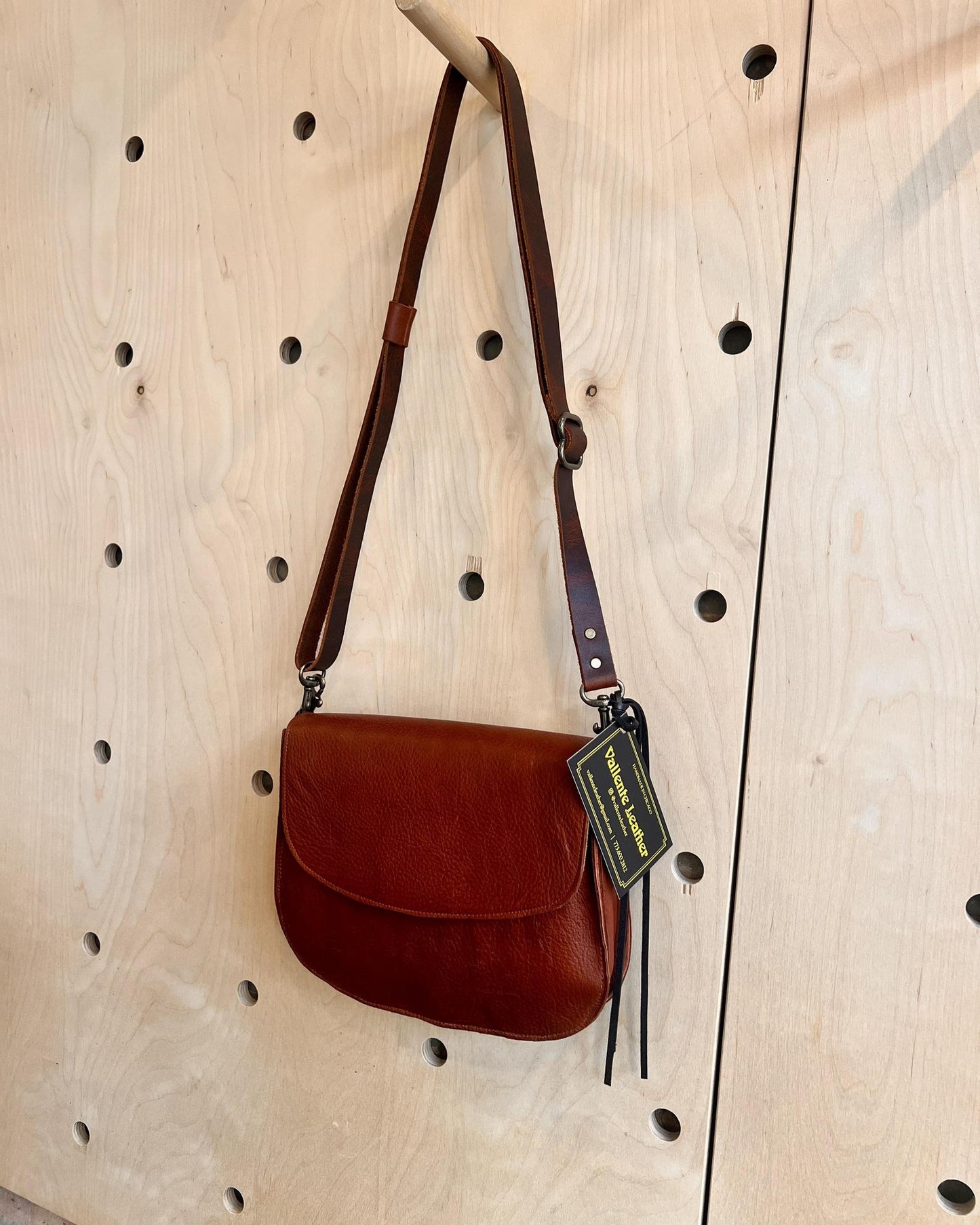 Vallente Leather Tassle Handbag - Medium Brandy Leather