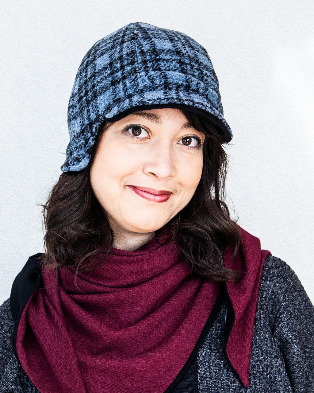 Squasht Reversible Triangle Scarf in Soft Modal Sweater Knit - Burgundy and Black