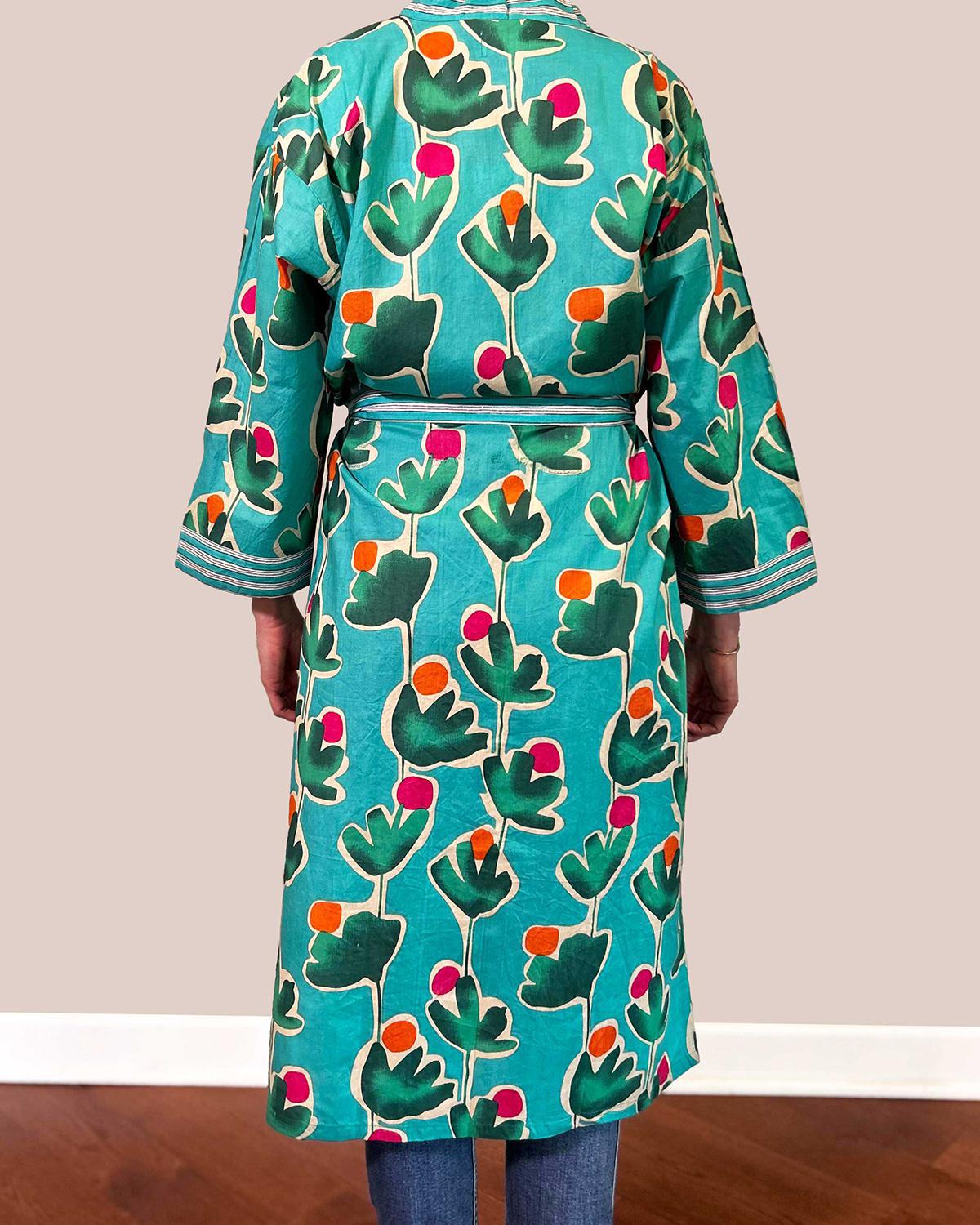 Txtile Lightweight Cotton Robe - Cactus Blooms Print