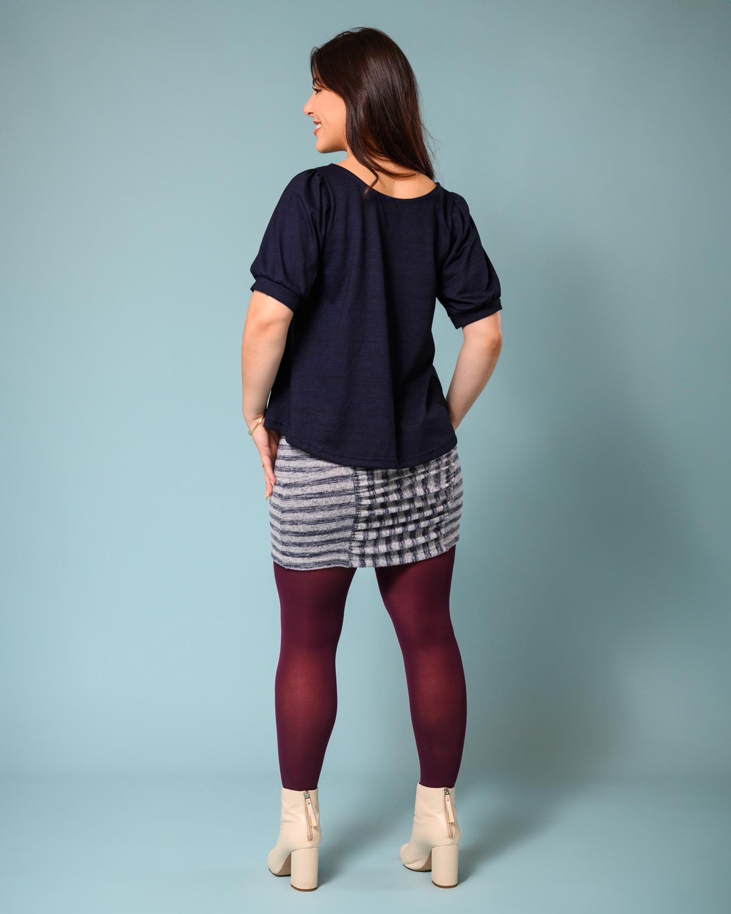 Squasht Puff Sleeve Top in Deep Midnight Blue