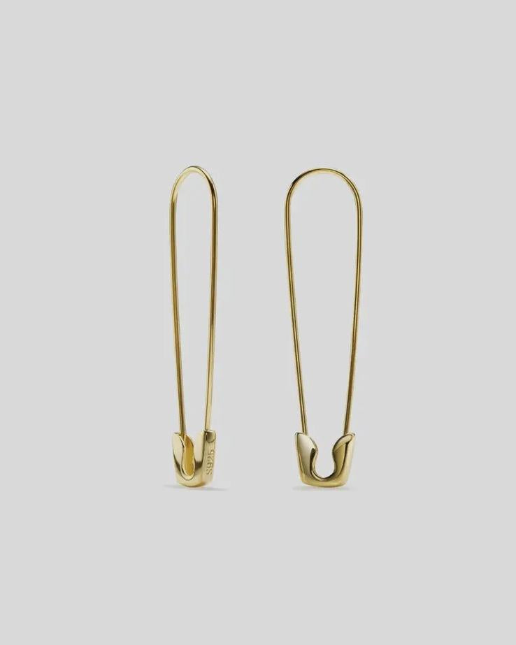 Perimade Minimalist Safety Pin Hoop Earrings in Gold Plate
