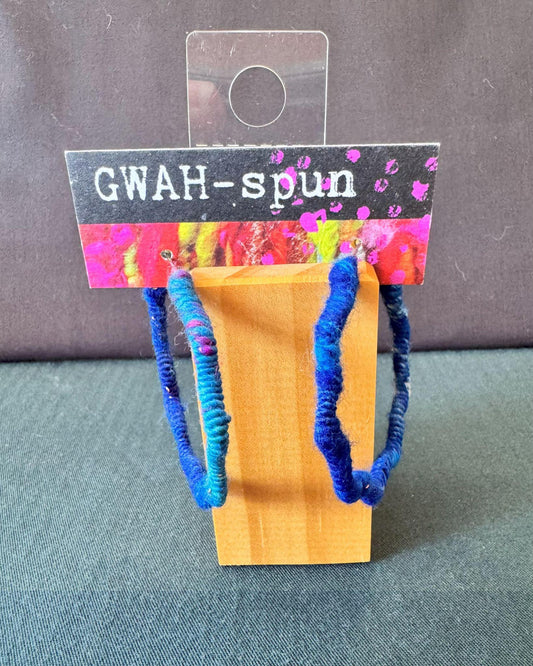 GWAH-spun Hoop Earrings - Large Wavy Blue
