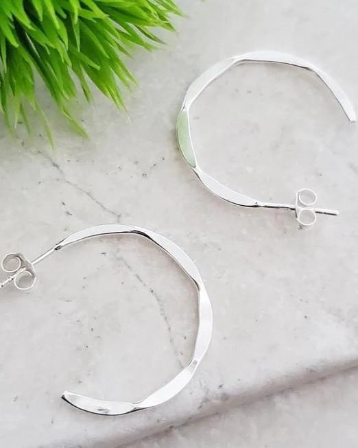 Sosie Designs Silver Hammered Hoop Earrings
