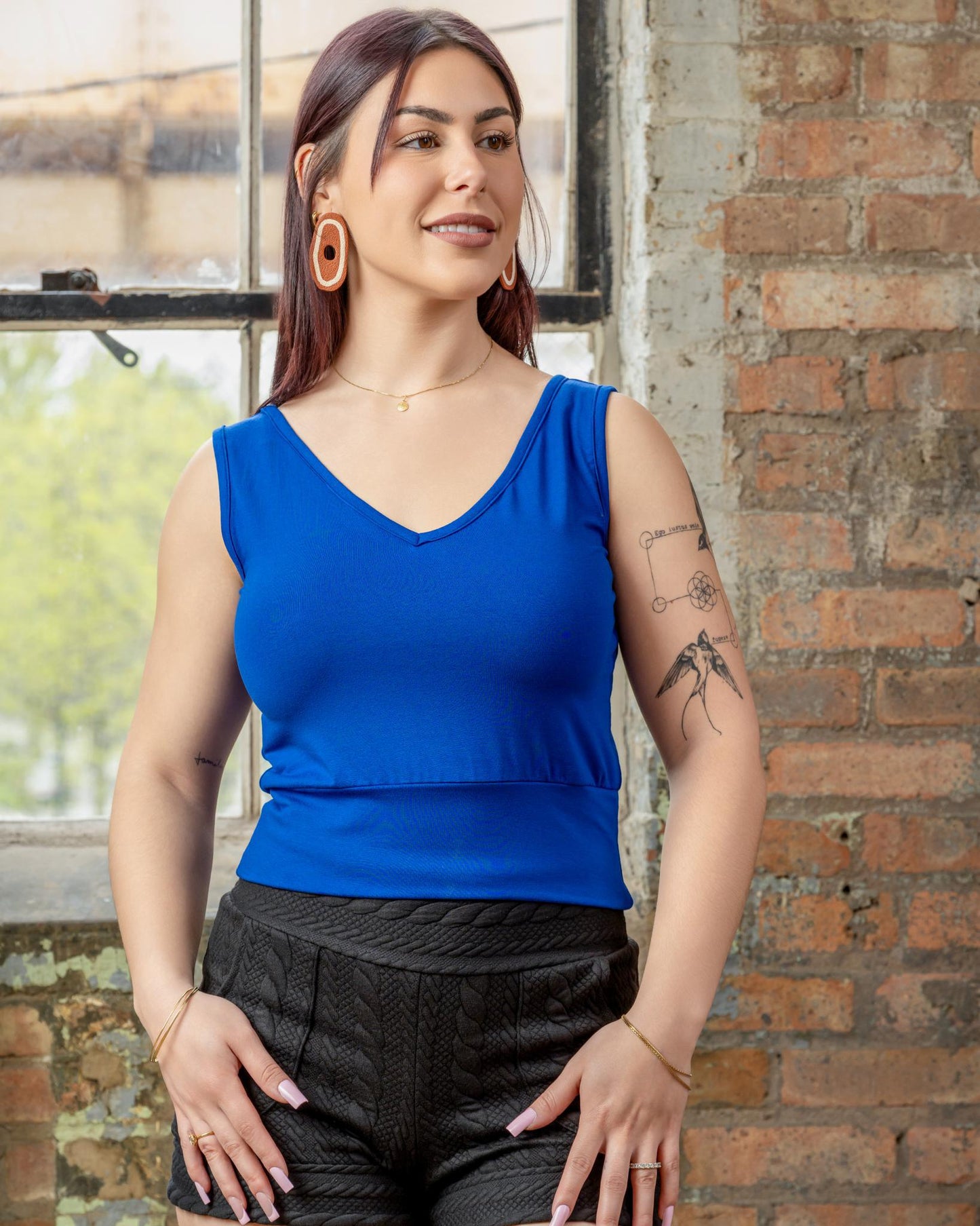Squasht Sleeveless Ballet Top in Solid Sapphire Blue