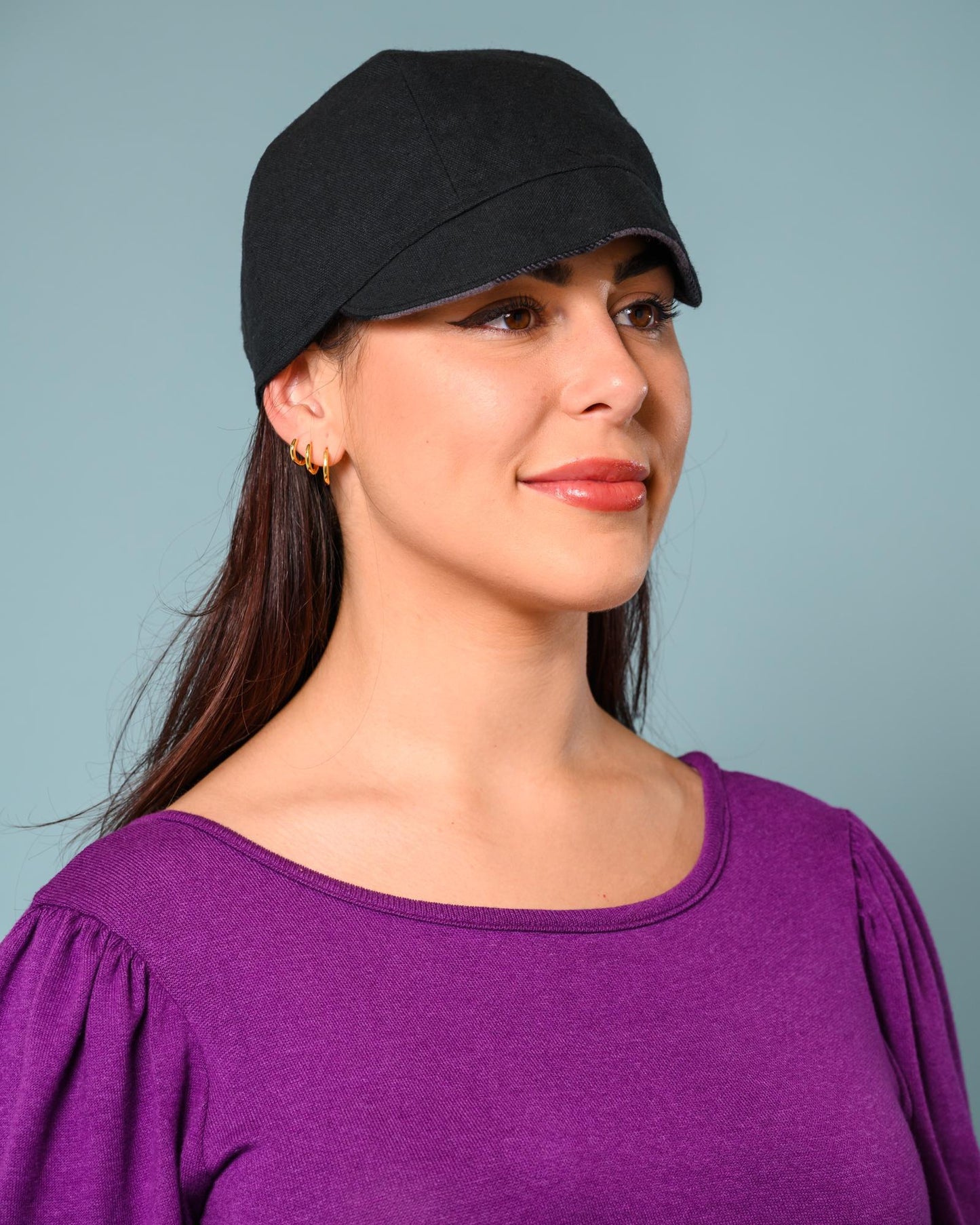 Squasht Reversible Bella Hat in Gray and Black Plaid