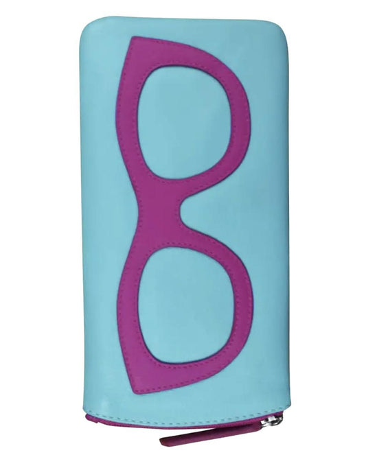 ili Leather Eyeglasses Case in Aegean Blue and Orchid
