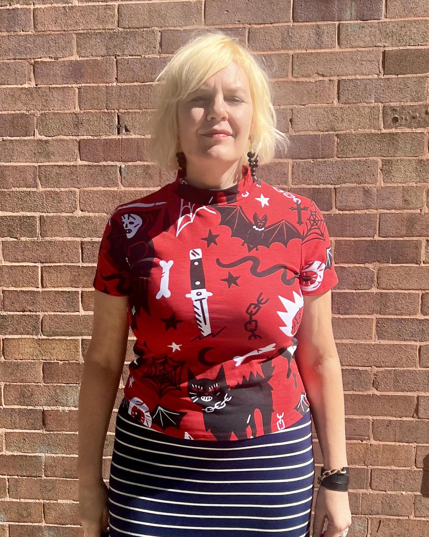 Nooworks Mock Neck Top in Pippa Print - SALE - Last One - Size XL