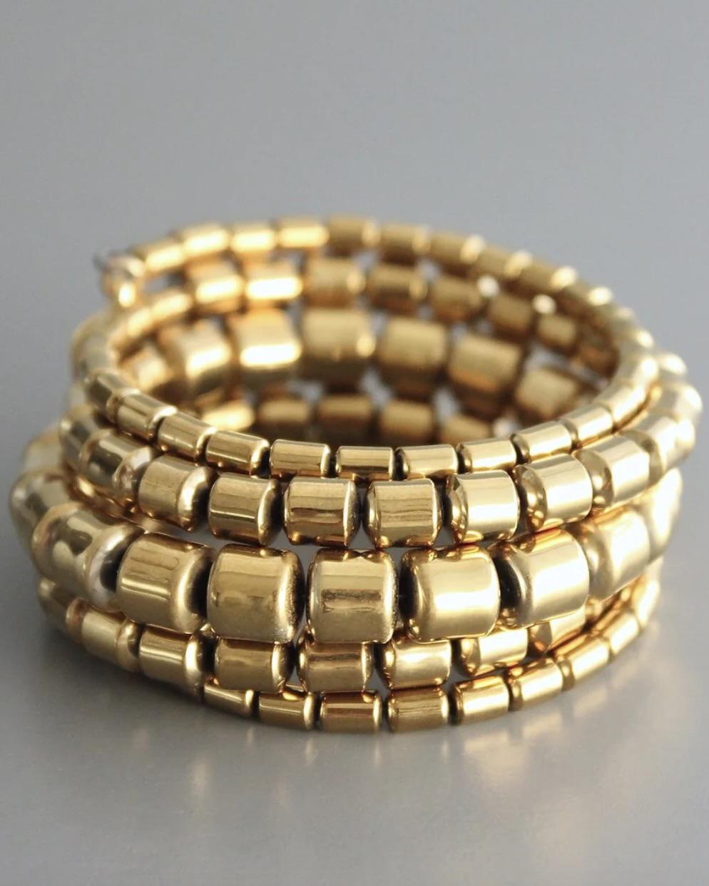 David Aubrey Gold Plated Hematite Wrap Bracelet