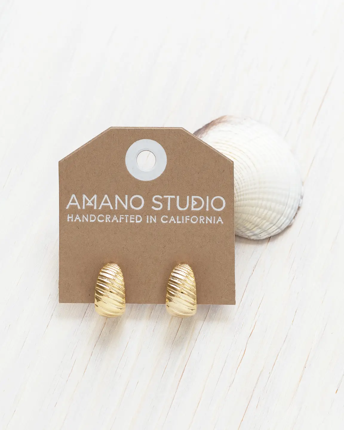 Amano Studio Vintage Beaded Shell Hoop Earrings in Gold