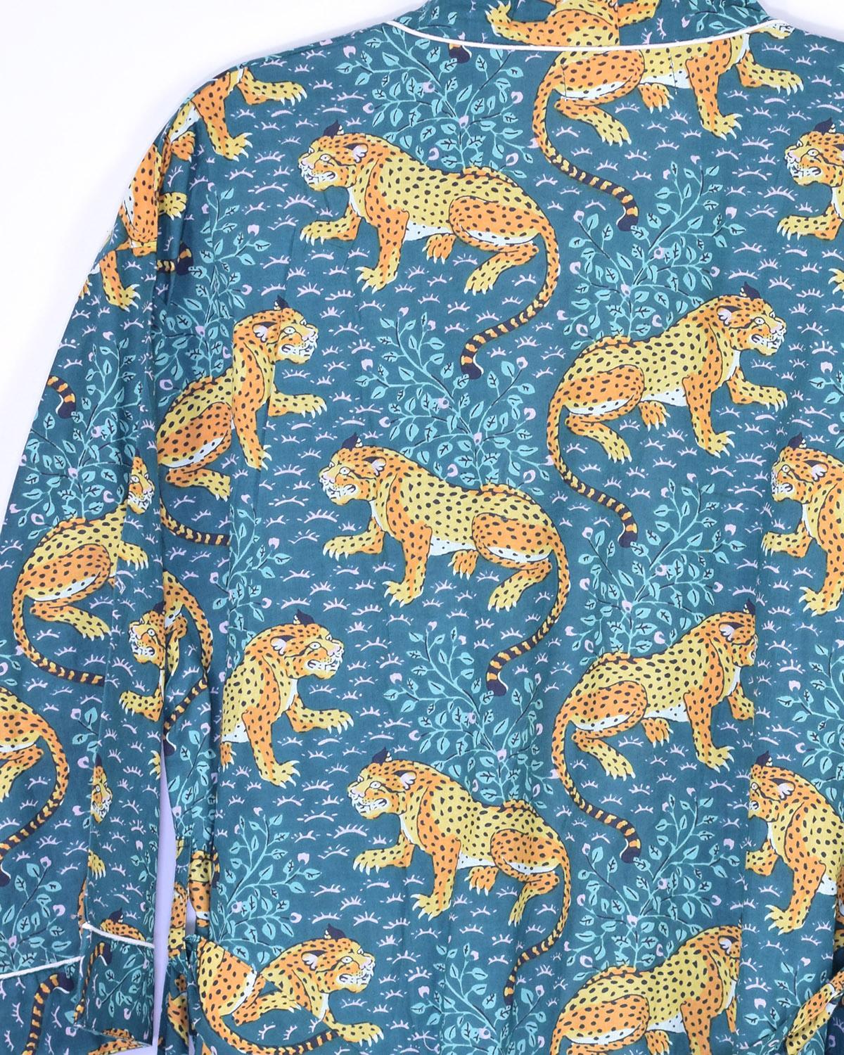 Txtile Lightweight Cotton Robe - Roaming Jaguars
