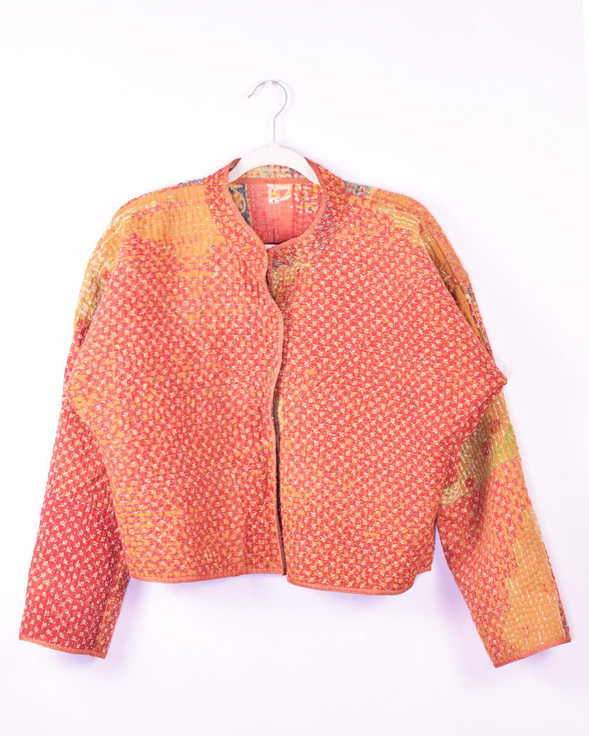 Txtile Sofie Pumpkin Quilted Reversible Patchwork Kantha Jacket
