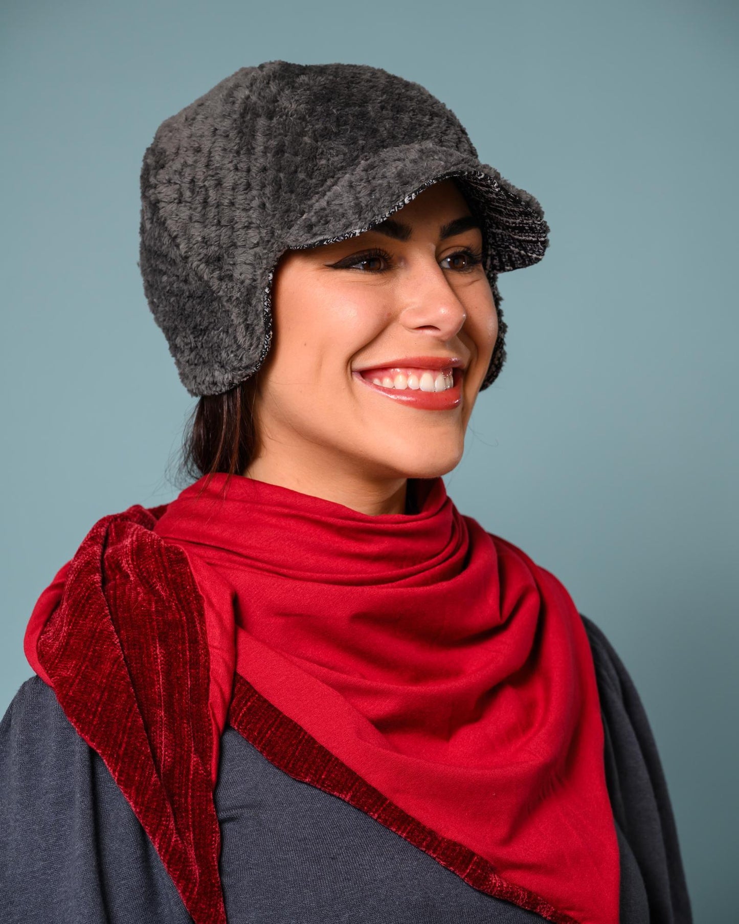Squasht Triangle Scarf Cranberry Sweater Knit and Cherry Red