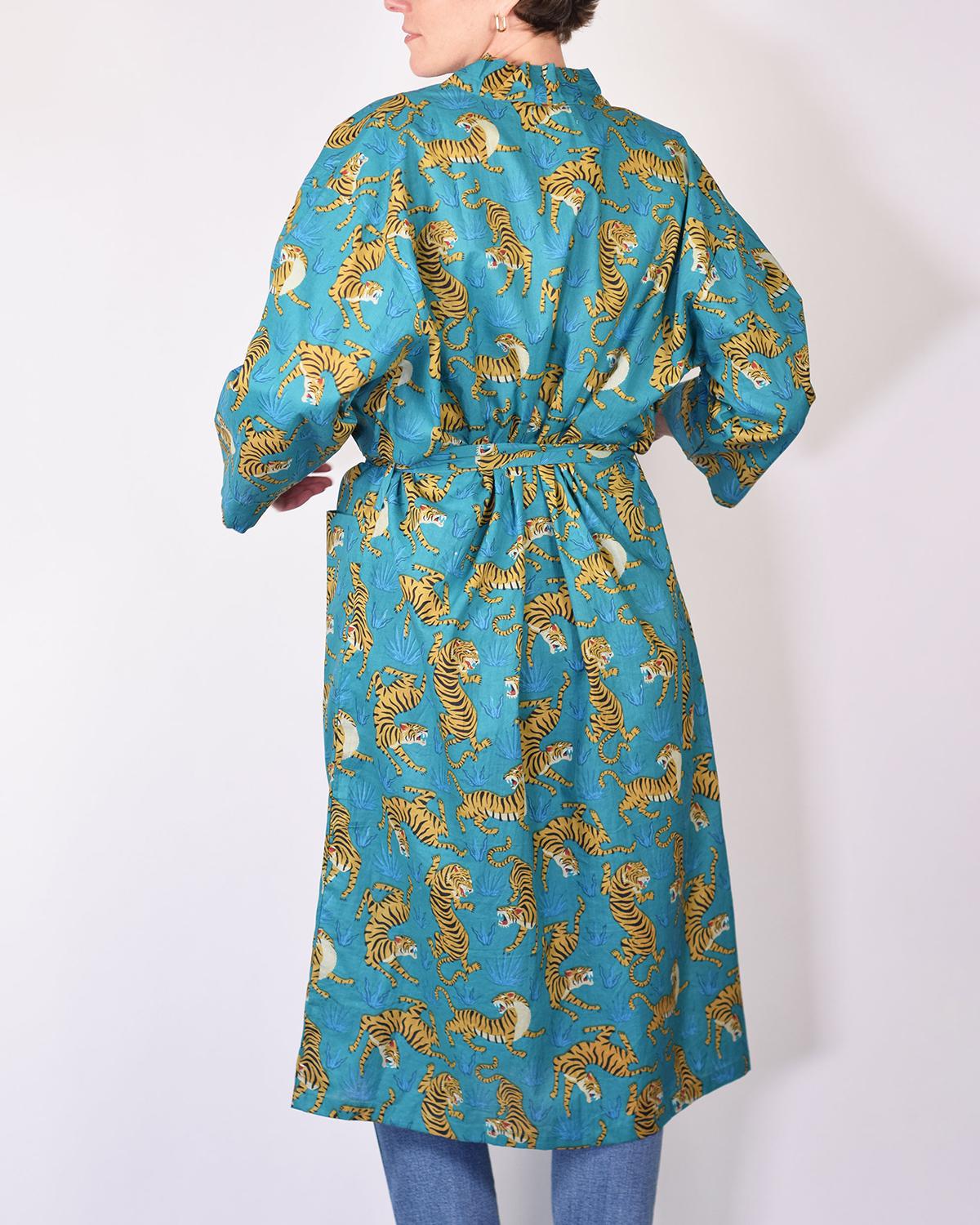 Txtile Lightweight Cotton Robe - Tropic Tiger Print