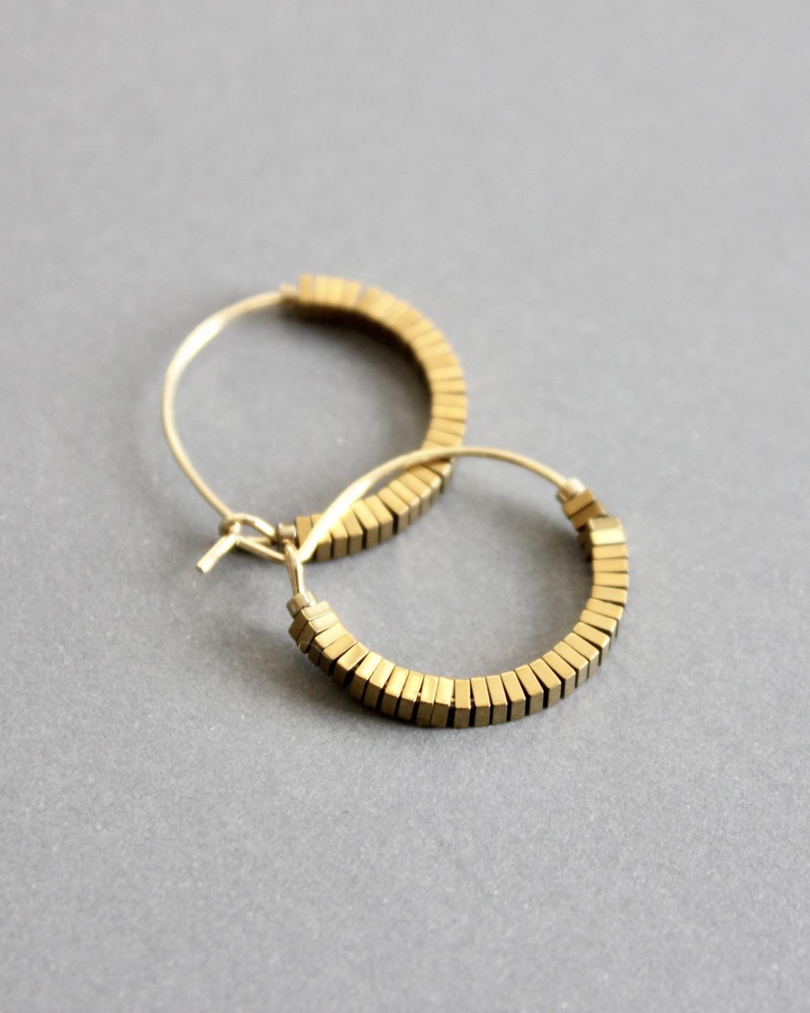 David Aubrey Mini Gold Hematite Hoop Earrings