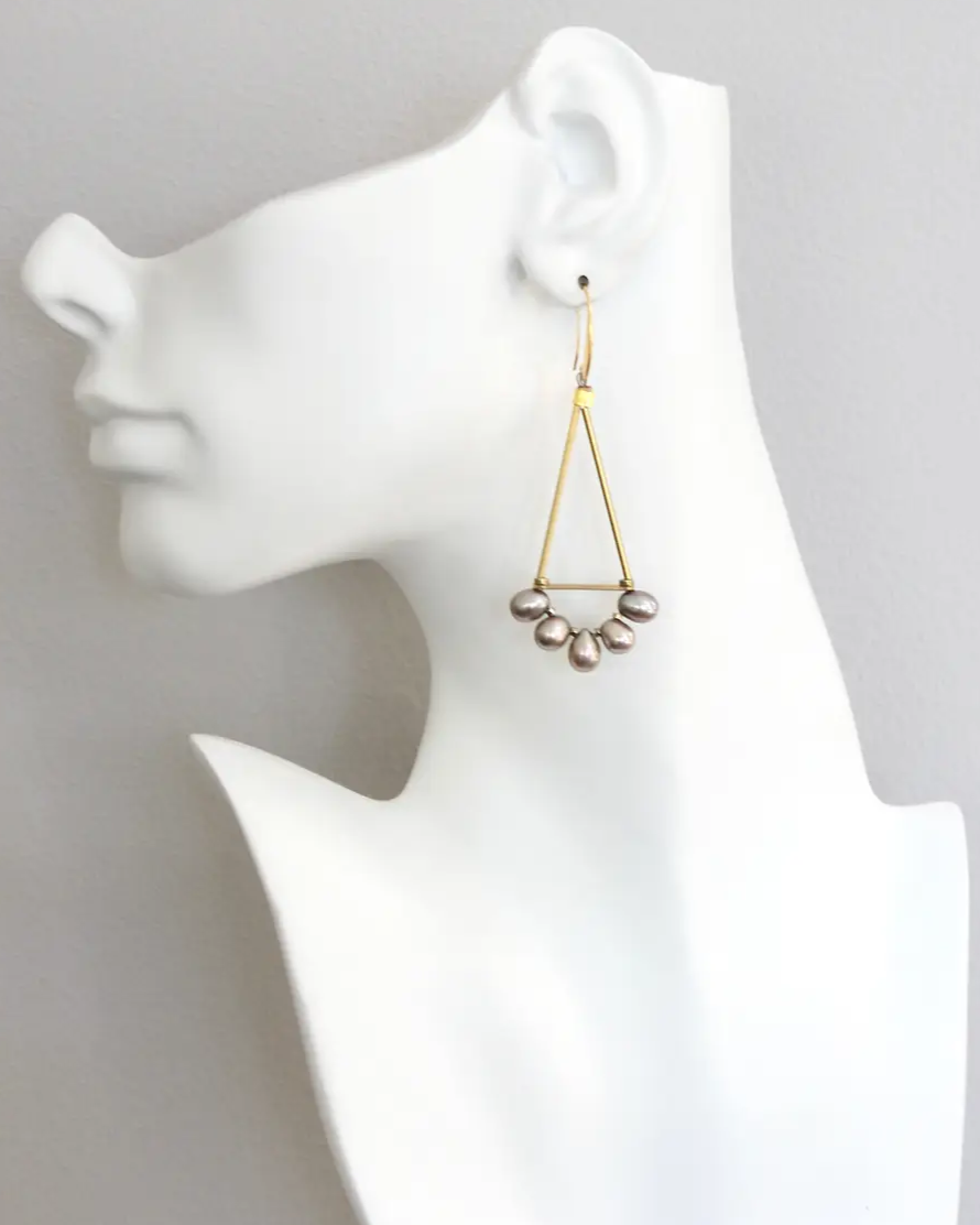 David Aubrey Freshwater Pearl Geometric Earrings