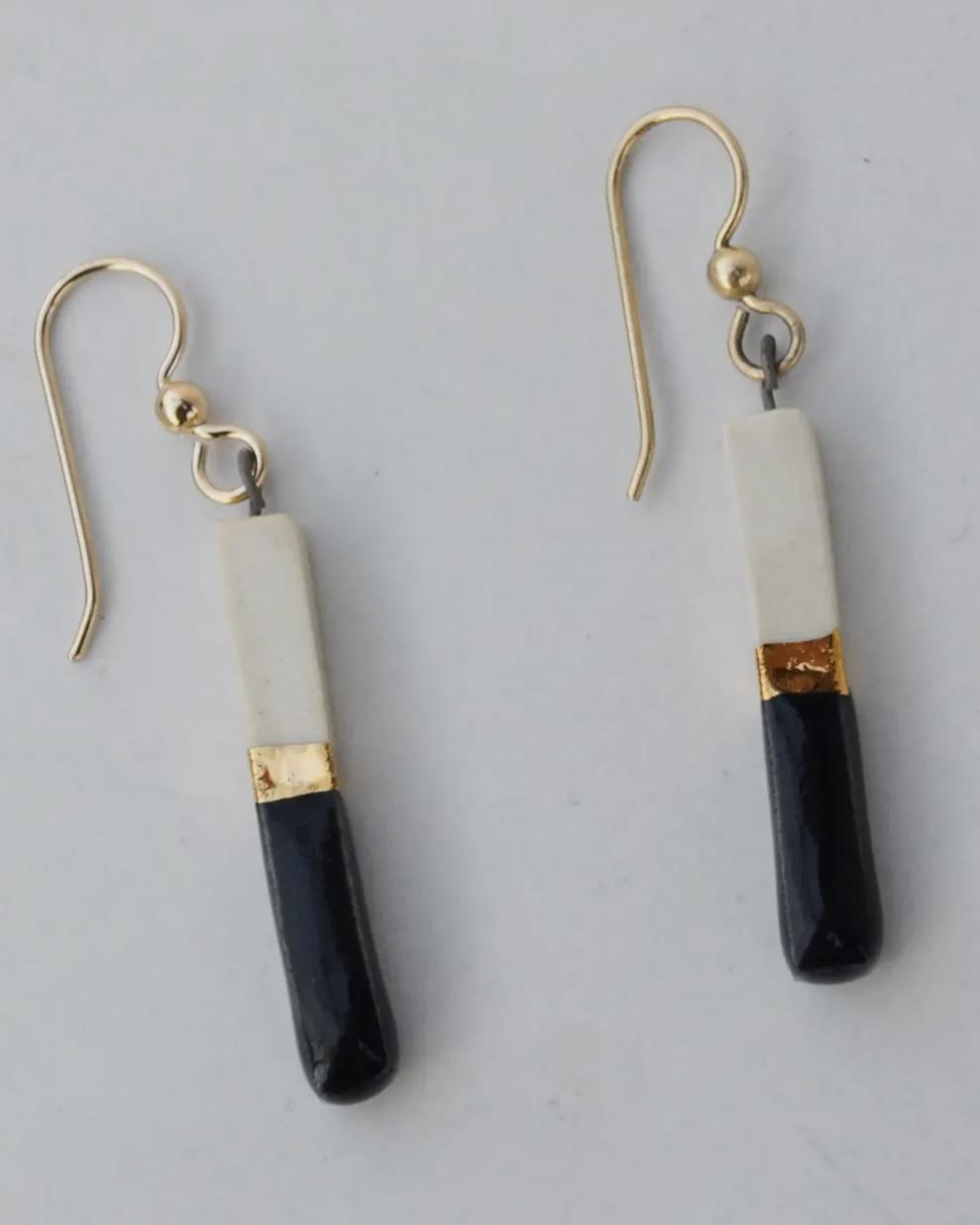 Lilikoi Project Porcelain Bar Earrings Black and White