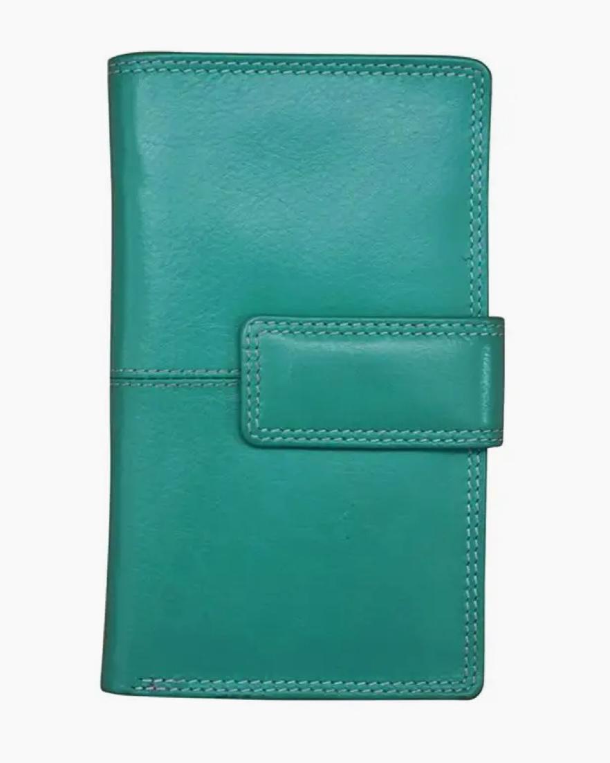 ili Leather Midi Wallet in Aqua
