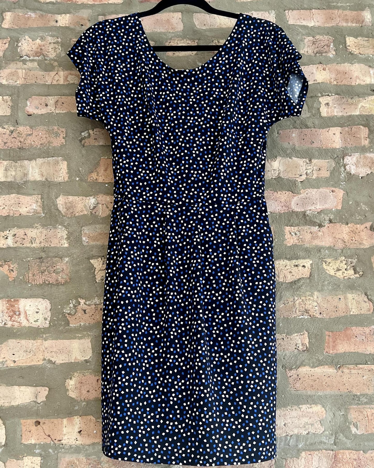 Fayru Peggy Dress Black With White And Blue Squares