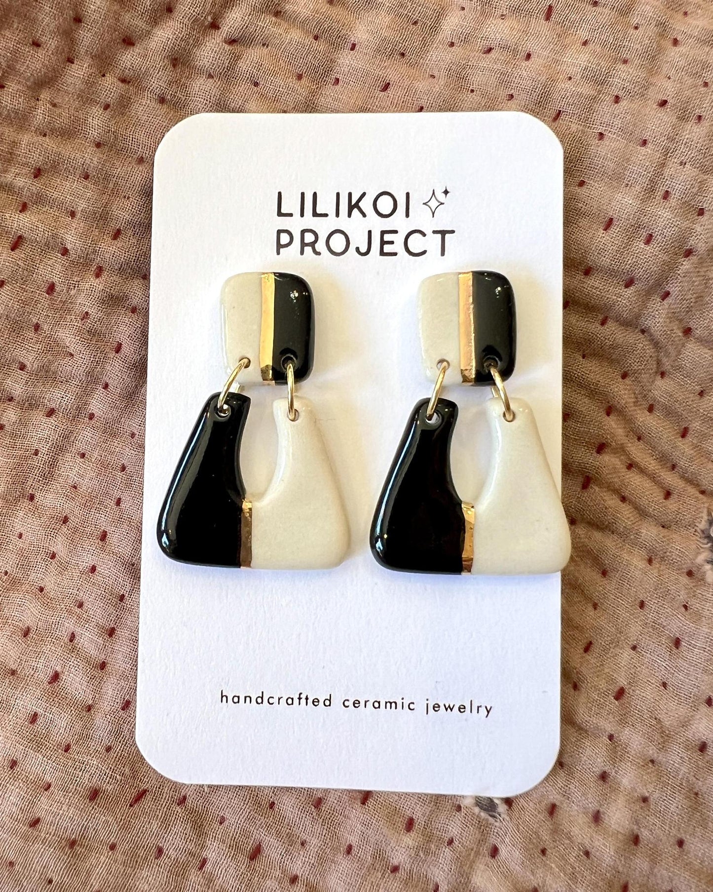 Lilikoi Project Mod Drop Earrings Black and White