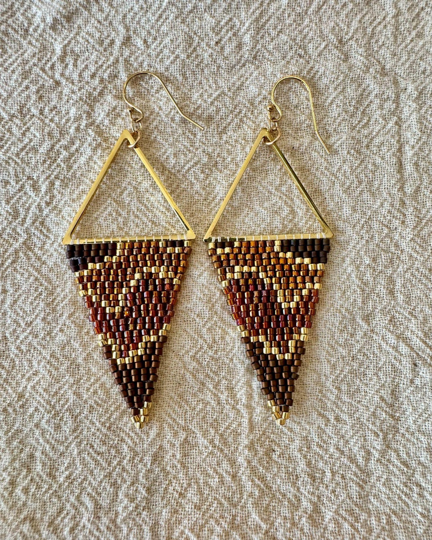 SV Beads Large Japanese Beaded Earrings in Brown