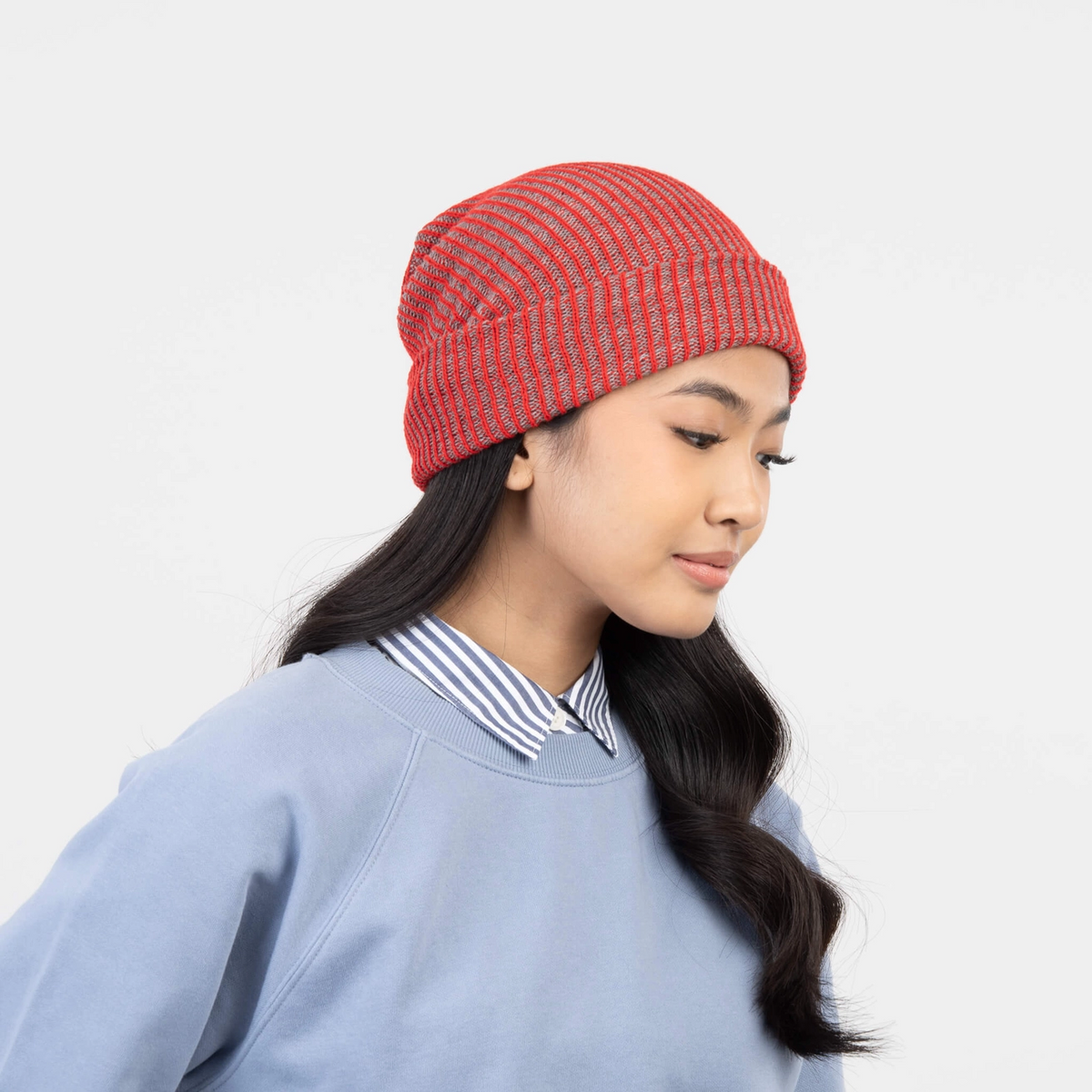 Verloop Simple Rib Knit Beanie Hat in Moss Poppy