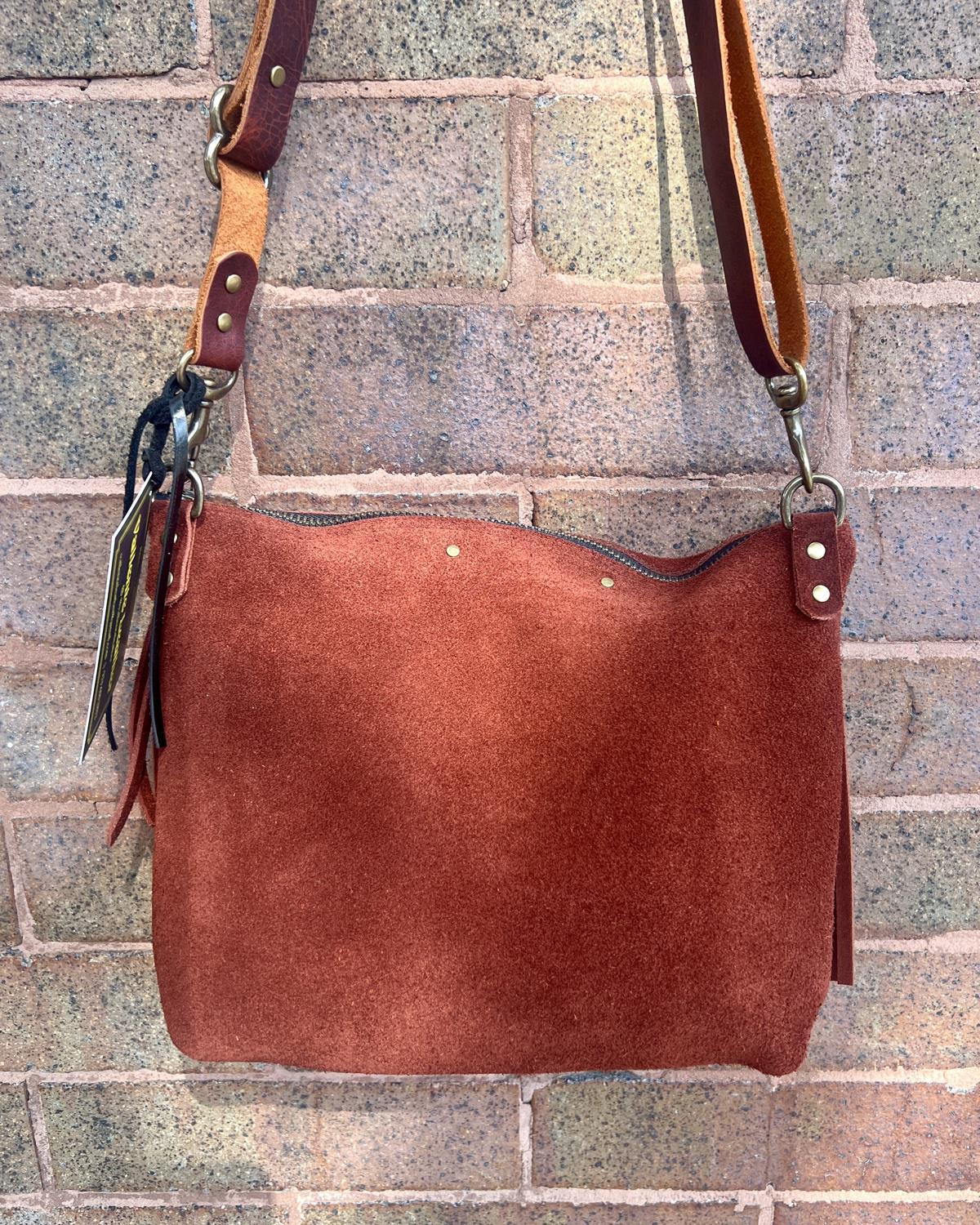 Vallente Leather Fringe Handbag in Deep Rust