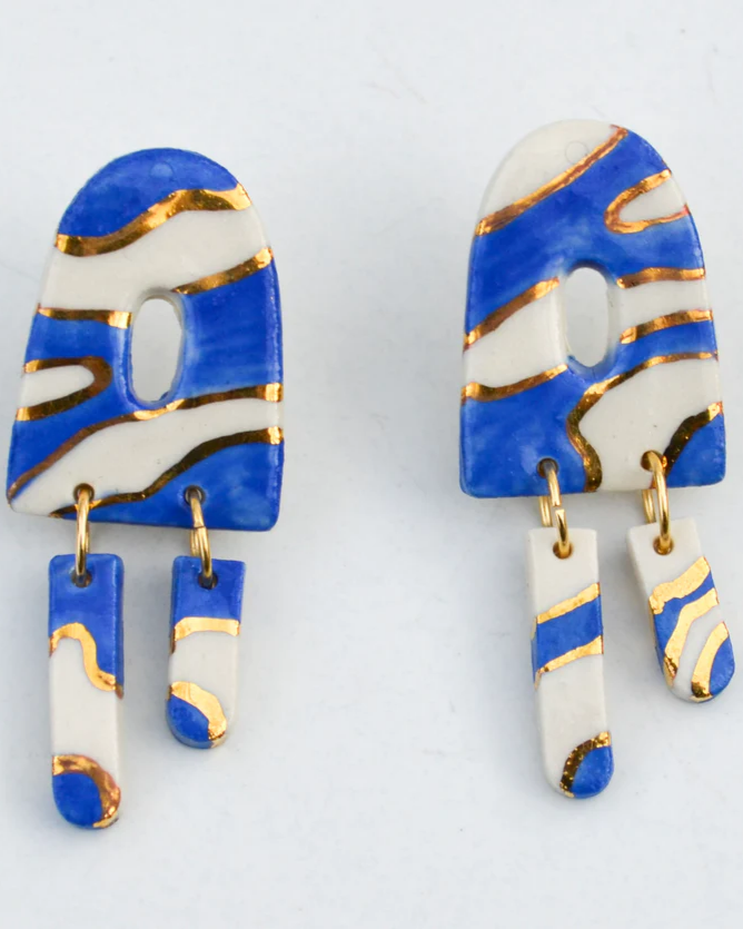 Lilikoi Project Blue Swirl Dangle Earrings